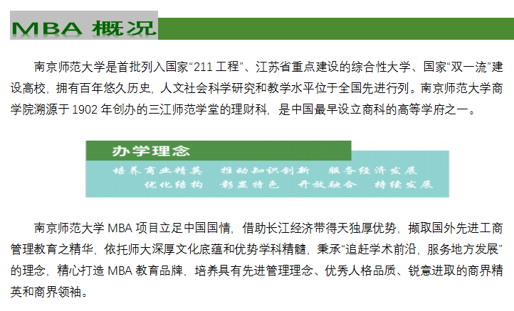  南京师范大学2022年MBA招生简章
