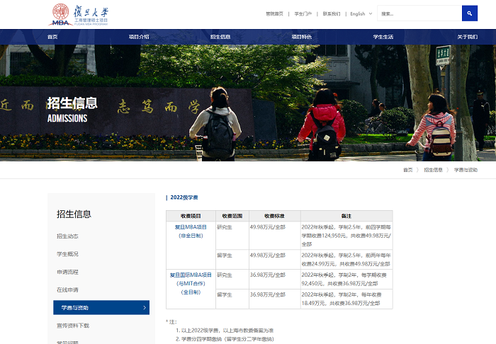复旦大学2022年MBA学费“涨疯了”！