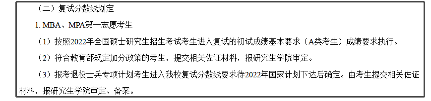 哈尔滨商业大学2022年MBA复试分数线