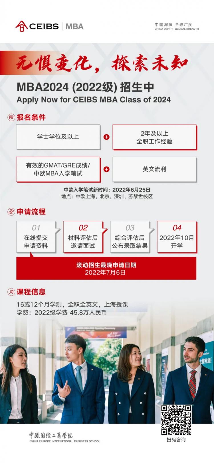 中欧国际工商学院MBA2022级第四轮申请继续接受申请！