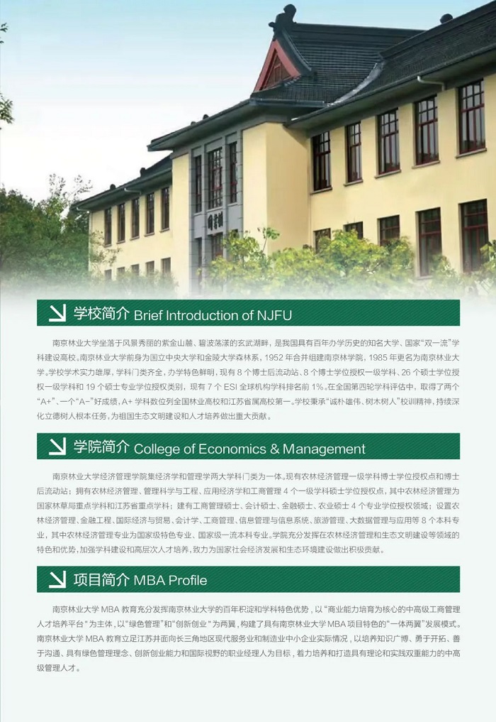 南京林业大学2023年MBA招生简章