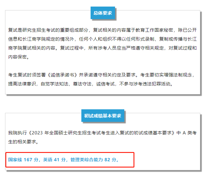 长江商学院2023年MBA复试分数线