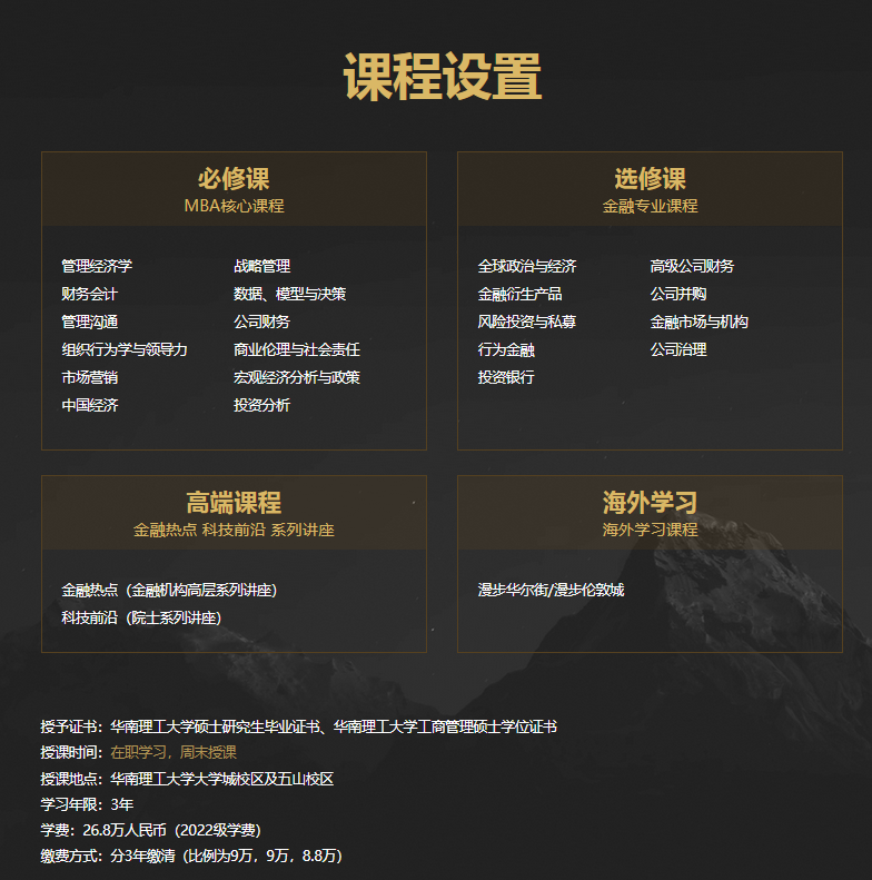华南理工大学经济与金融学院2024年金融MBA招生简章