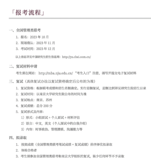 2024南京大学商学院MBA招生简章