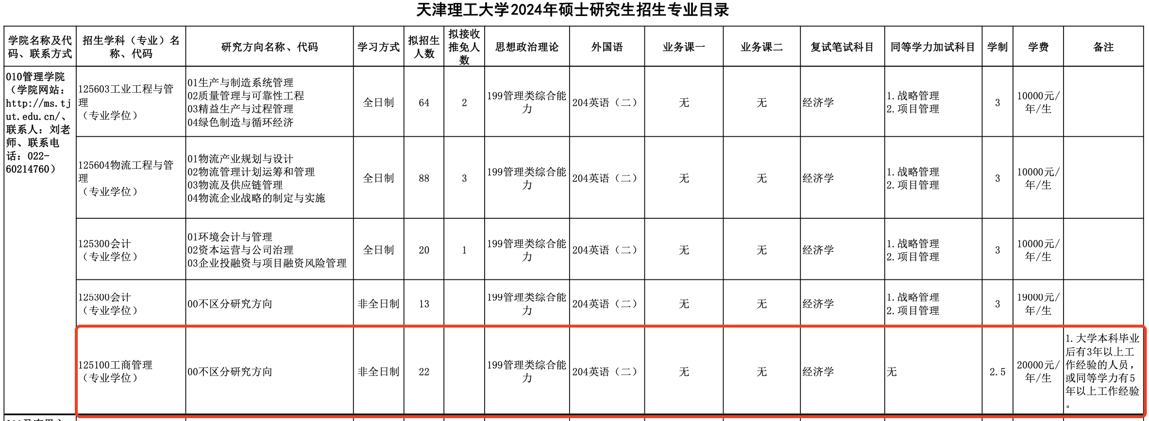 新增招生！天津理工大学2024年MBA工商管理硕士招生简章