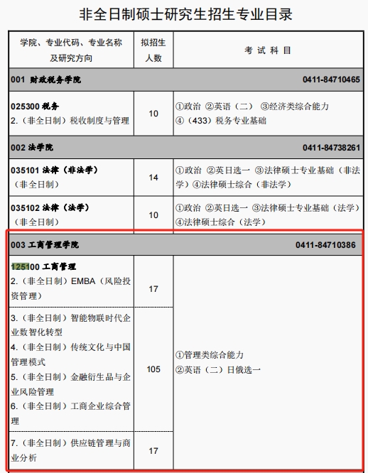 东北财经大学2024年MBA招生简章