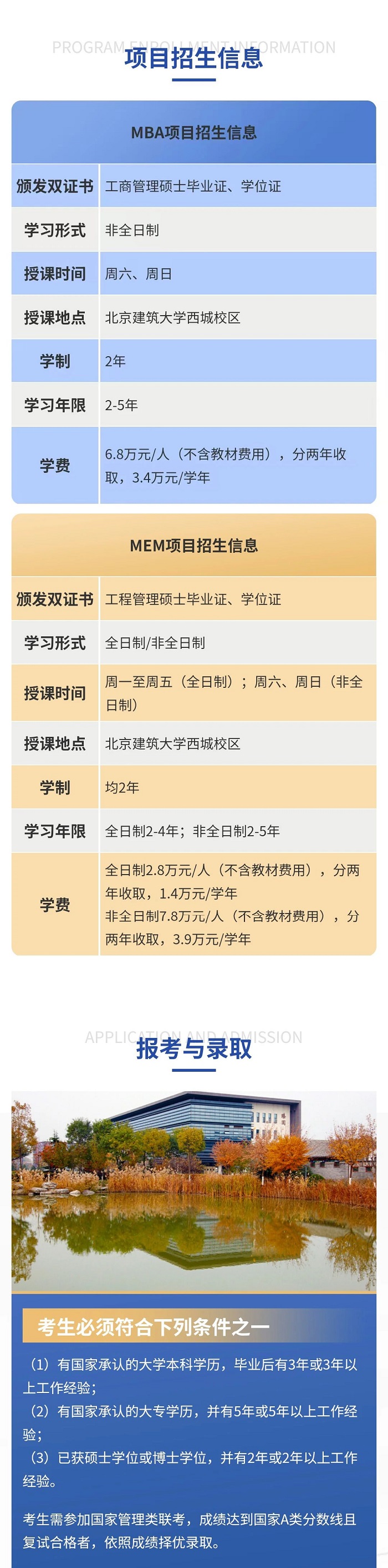 2025年北京建筑大学MBA招生简章